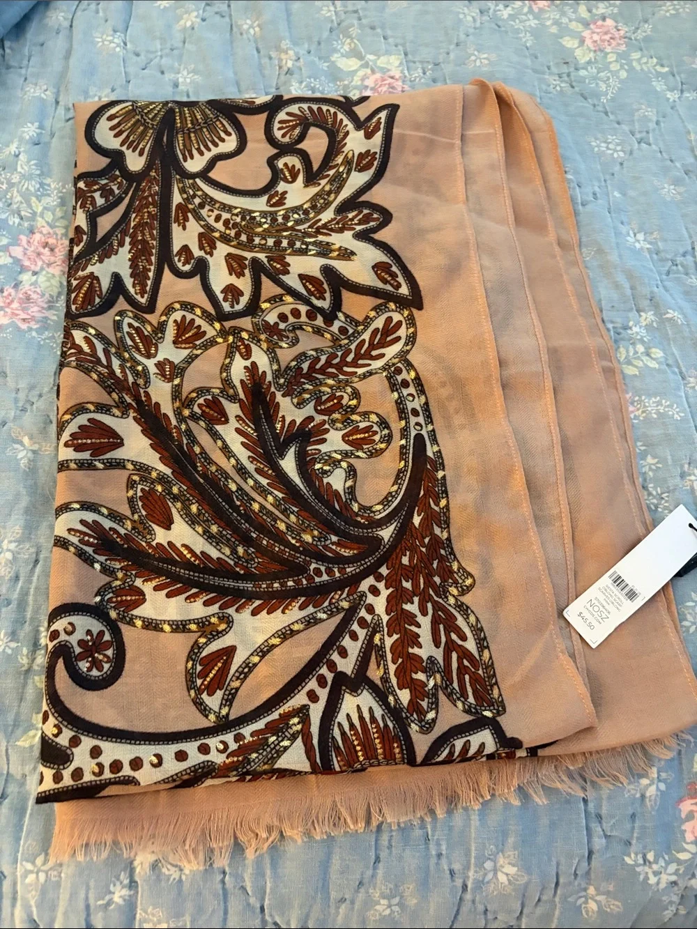 Chico’s Pink Paisley Print Lightweight Scarf